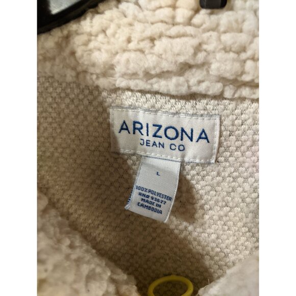 Arizona Half Zip Pullover Sherpa Jacket Size Large Cream Off-White - Picture 2 of 4